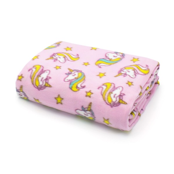 Noel Magical Rainbow Unicorn Pink Kids Polar Fleece, Childrens Throw Blanket, Suitable for Chair or Bed, Machine Washable, 127cm x 152cm,