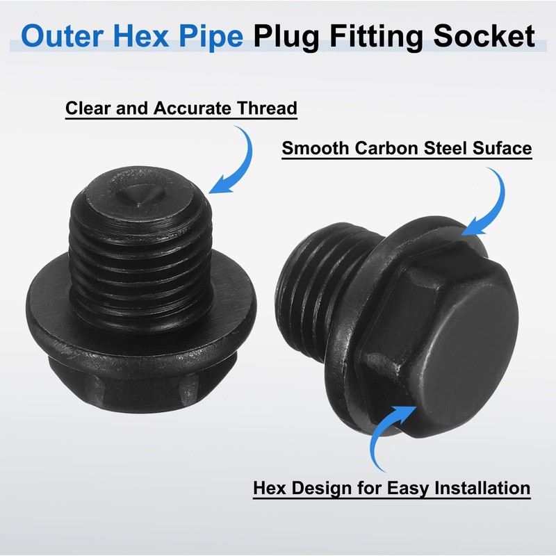 uxcell 6Pcs M14x1.5 Outer Hex Head Male Thread Socket Pipe
