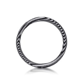 Metro Jewelry Damascus Steel Band Ring for Men with Black Ion Plating and Cubic Zirconia - 6 MM Wide - Size 8
