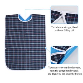 Nivofu Adult Bibs Washable, The Eldly Dining Bibs, Reusable Elderly Feeding Bibs Waterproof, Adult Bibs with Crumb Catcher, Red, Blu, Black