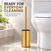 Gold Stainless Steel Toilet Brush and Holder Set with Long
