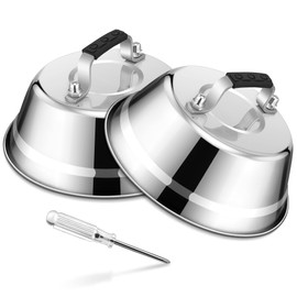 HaWare Burger Bell, Pack of 2 Stainless Steel Burger Bell with Rubber Handle, Burger Caps Melting Bell for Grill, Steak, Cheese, Cheese, Teppanyaki, Outdoor and Indoor, Dishwasher Safe - 23 x 8.5 cm
