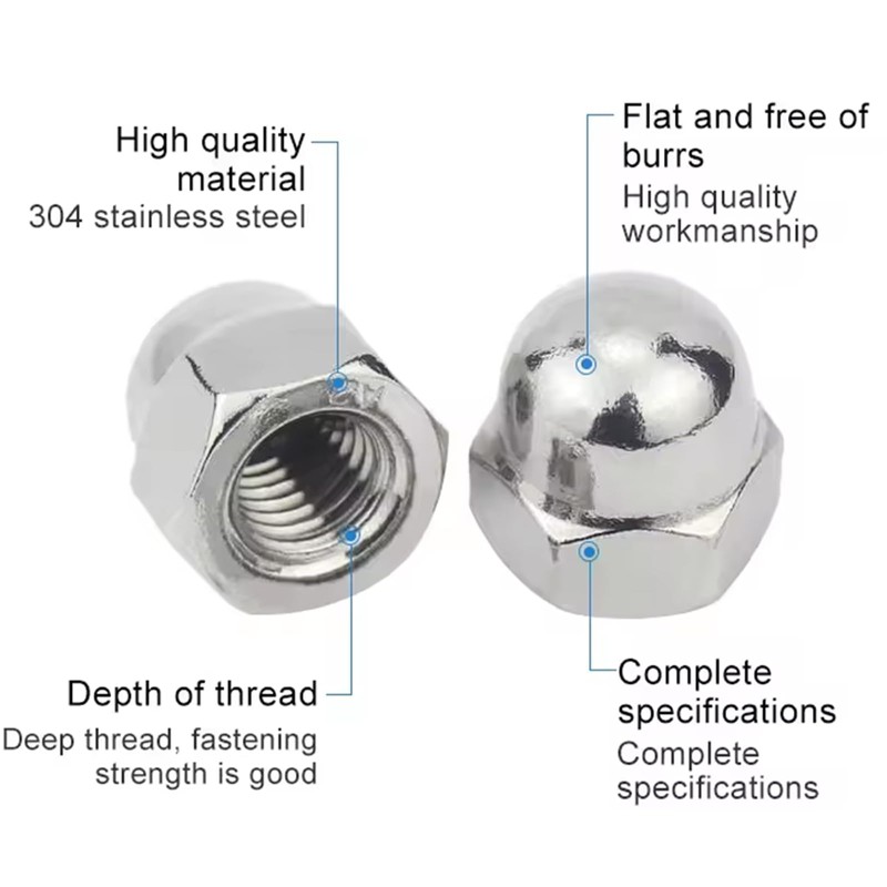20 Pcs Acorn Cap Nuts, M4 Stainless Steel Hex Dome