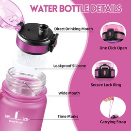 HoneyHolly Water Bottle, 1 Litre, Time Marking, Water Bottle, Leak-Proof, Sports Water Bottle, Reusable, Water Bottle for Gym, Cycling, Office, Outdoor,