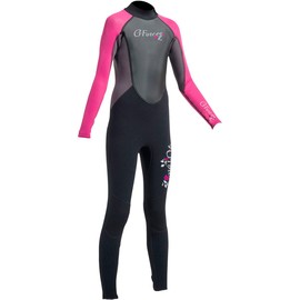 Gul G-Force Junior 3mm Flatlock Wetsuit in Black and Pink - Girls - Flexible Full Suit For All Watersports - Easy Stretch