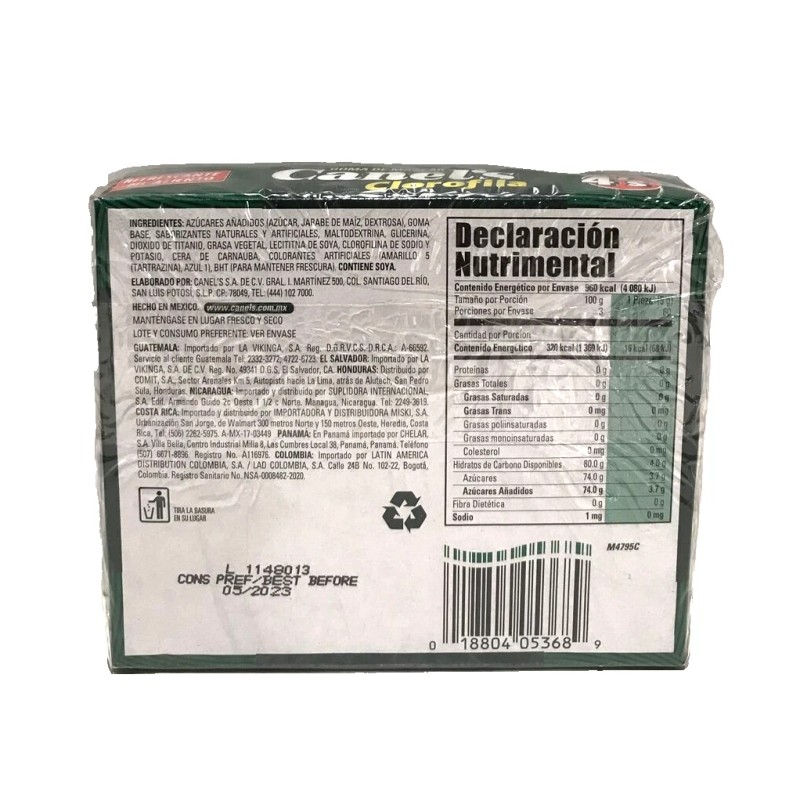 Canel's 60pcs Canel's Clorofila Chicle/Chewing Gum Canel's Mint 300gr/11oz