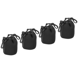 PATIKIL Camera Lens Bag Set of 4 3.1" Inner Diameter x 3.9" Height Thick Protective Neoprene Lens Pouch with Drawstring for DSLR Camera Lens Black Water Coffee Cup, Black, S