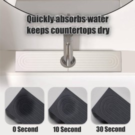 Stargaz Faucet Mat for Kitchen Sink Diatomaceous Earth Faucet Splash Guard, Stone Quick Dry Sink Splashback Drying Mat Quick Drying Water Absorbing Stone Tray For Kitchen (White, 17.7”×3.9”)