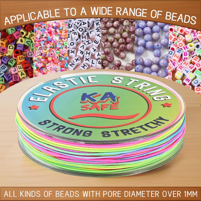 1mm Bracelet String, Elastic for Bracelet Making, 2-Color Set (Black/White)