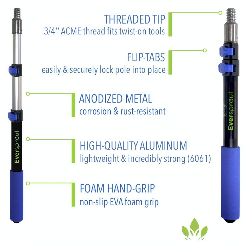 EVERSPROUT 1.5-to-3 Foot Cobweb Duster and Extension-Pole Combo (8-10 Ft