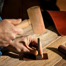 The Beadsmith Rawhide Mallet - 100% Natural Crafting Tool w/ 1.5" Diameter Rawhide Head and Hickory Handle, Prevents Marring and Scratching of Metal, Suitable for Leather and Metalwork