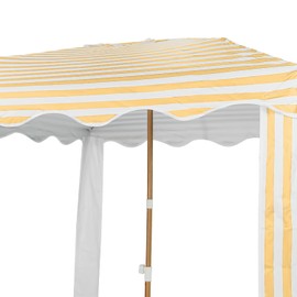 Striped Beach Cabana with Silver Coating, Vent and Sand Pockets, 6.5FT x 6.5FT UPF 50+ Sun Shelter, Easy Setup Portable Beach Canopy, Wind-Resistant Beach Tent, Base Not Included (Sunshine)
