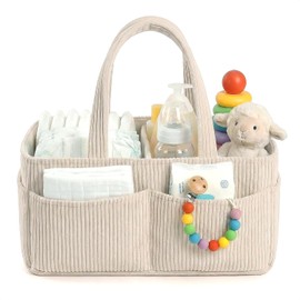 Organizador de Pañales para Bebé, Cesta Organizadora Portátil con Compartimentos Desmontables y Bolsillos, Almacenamiento para Recién Nacidos, Regalo Baby Shower