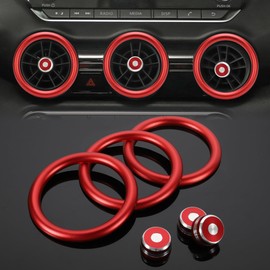 TOMALL 6pcs Aluminum AC Vent Outlet Ring Cover Compatible with Nissan 14th Gen Sentra 2020 2021 2022 2023 Air Conditioning Vent Trim Decoration Interior Accessories (Red)