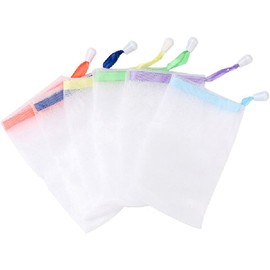 Bolsa para ahorrar jabón exfolia la red espumosa para limpieza facial blanca con cordones 2 uds champú para lavado de con red espumosa
