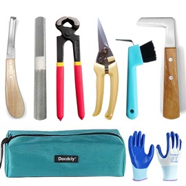 Docdciy Farrier Tools,8 inch Farrier Tool Kits （6 Piece） Goat Hoof Trimmers Mini Rasp Hoof File Goat Pig Equine Metal Shears Professional Farriers Hoof Nipper Cutter Handle Knife Goat Supplies