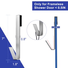 WEKEY 7IN Shower Door Hooks,Towel Hooks for Bathrooms Extended Shower Hook,Heavy Duty Drilling-Free Shower Towel Hook Suitable for Frameless Glass Shower Door,Over The Door Towel Rack 4 Pack-Silver