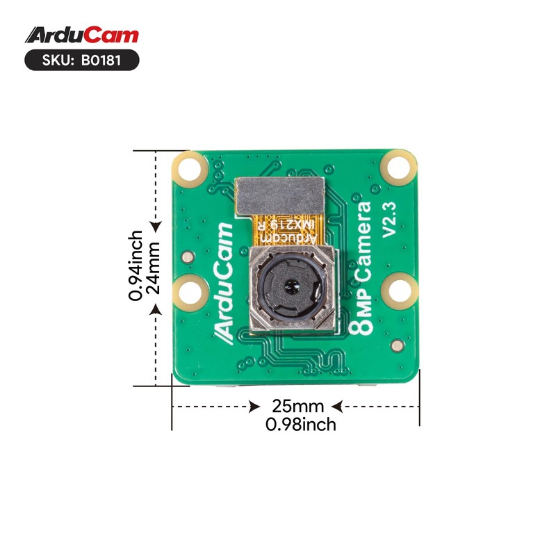 Arducam 8MP IMX219 Auto Focus Camera Module,77.6 Degree FOV,3280 x