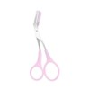 Pink eyebrow grooming scissors with comb, thinning razor, eyebrow comb, precise grooming / 핑크 눈썹 빗달린 정리 가위 숱 정리 칼 눈썹빗 정교한 미용 손질