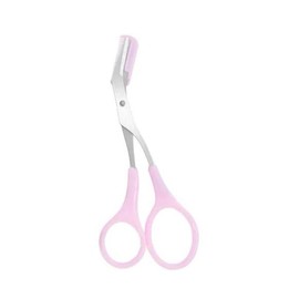 Pink eyebrow grooming scissors with comb, thinning razor, eyebrow comb, precise grooming / 핑크 눈썹 빗달린 정리 가위 숱 정리 칼 눈썹빗 정교한 미용 손질