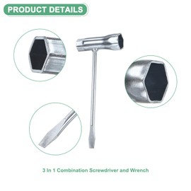 M METERXITY 2-Pack Chainsaw Scrench 13mm by 19mm Steel Combination Screwdriver and Wrench Slotted Screwdriver t Wrench for Spark Plug/Saws Chains/Nuts [1.8mm Thick, Silver Tone]