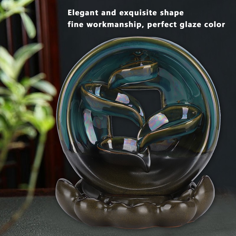 Backflow Incense Burner Waterfall Lotus Base Ceramic Holder Aromatherapy Ornament
