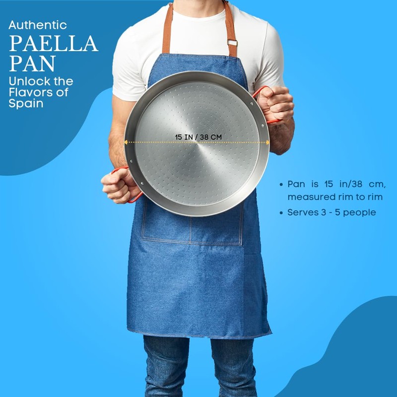 Garcima 15-Inch Carbon Steel Paella Pan, 38cm