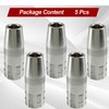 5-Pack KP2742-1-50F MIG Welding Nozzle, 1/2" Thread-On Flush Gas Nozzle,