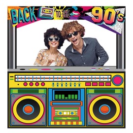 Leeroodecor 90s Party Decorations 90s backdrops for Photoshoot Vintage Fabric, Radio Boombox Selfie Background, Big Back Party Decorations，Hip-hop Themed Birthday Decoration