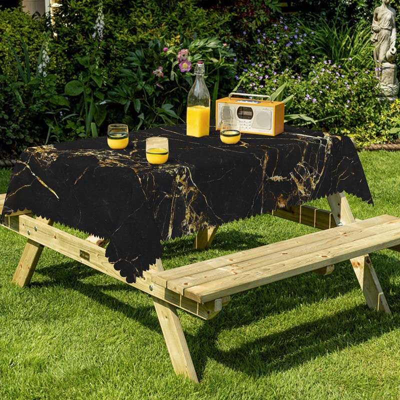 Black and Gold Marble Tablecloth Marble Print Table Cloth for
