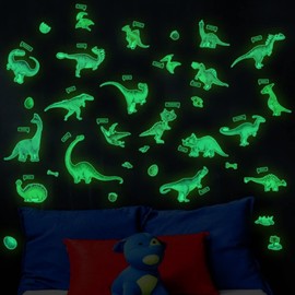 Copeflap Dinosaur Fish Glow Glow in the Dark Stickers, Luminous Stickers, Luminous Stickers, Kids Room Wall Ceiling (Dinosaur)