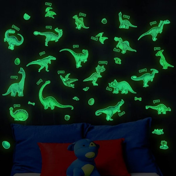 Copeflap Dinosaur Fish Glow Glow in the Dark Stickers, Luminous