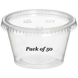 Reditainer - Plastic Disposable Portion Cups - Jello Shot Cup - The Perfect Souffle Cup (4 OUNCE, Package of 50 Cups With Lids)