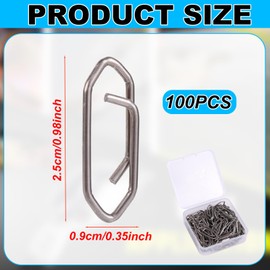 BOXOB 100pcs Fishing Speed Clips, Stainless Steel Fishing Connector Swivels Snaps Lures Clips Power Tackle Pin for Saltwater Freshwater (Medium)