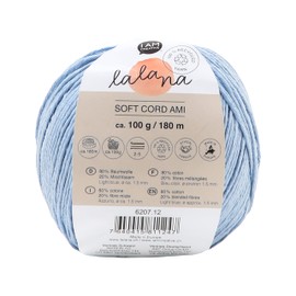 Lalana | Soft Cord Ami light blue | Standard Garn | Garn für kreative Projekte | Häkeln & Stricken & Knüpfen | 100% recycled | Hellblau | 1.5 mm | 180 m | 100 g