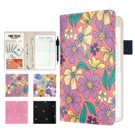 PLOJOP Server Book, Waitress Book, Leather Server Book Organizer with Double Zippered Pocket and Pen Holder, Cash Check Bill Receipt Presenter