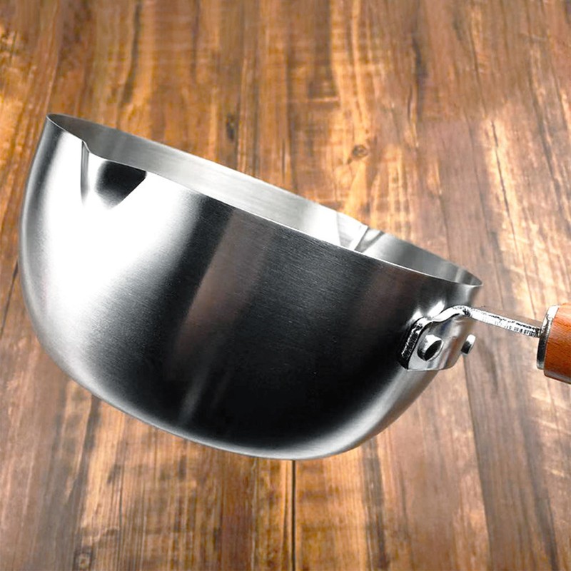 Milk Warmer Pot Stainless Steel Prevent Sticking Wooden Handle Thickened