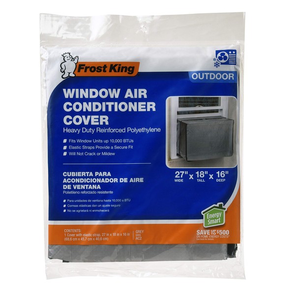 THERMWELL Frost King AC2H Outside Window Air Conditioner Cover, 18 x 27 x 16-Inch, 18"X27"X16"X6 mil Fits up to 10,000 BTU, 18" x 27" x 16" x 6, Gray