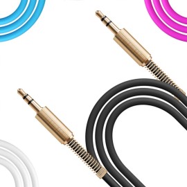 Universal 3ft Aux Cable 3.5mm 1/8" Male to Male Stereo Auxiliary Car Audio Cord - White