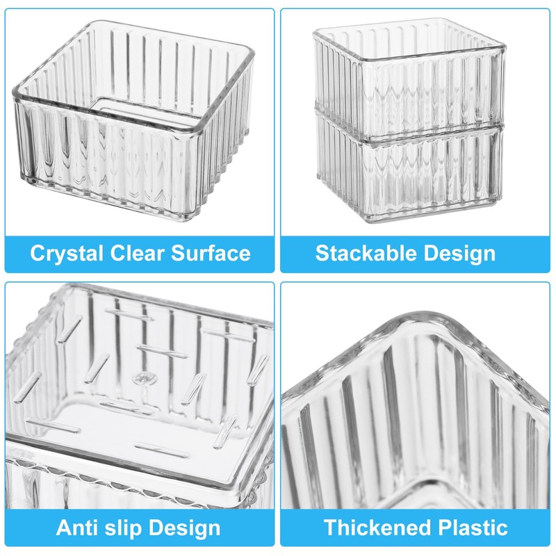 YTOPRO 7 PCS Clear Drawer Organizers Bins, 4-Size Stackable Makeup