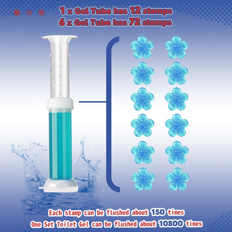 TaikaoQi Toilet Gel Stamp, 6Pcs/72 Count Flower Fragrance Bathroom Deodorizer
