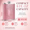 8 Oz Hip Flasks for Women Men, Pink Sparkling Portable