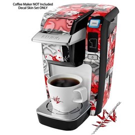 WraptorSkinz Decal Style Vinyl Skin compatible for Keurig K10 / K15 Mini Plus Coffee Makers Checker Skull Splatter Red (COFFEE MAKER NOT INCLUDED)