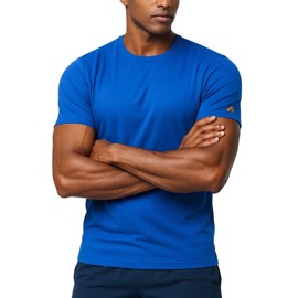 Zengjo Mens Running Shirts Quick Dry Lightweight Moisture Wicking Short Sleeve Gym Workout Athletic Tee(Blue,XX-Large)