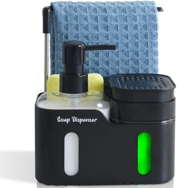 VITACHY Soap Dispenser for Kitchen Black, Sink Organizer with Dispenser