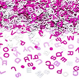 Gyufise 3000Pcs Pink Girl 8mm Alphabet Sequin Letter Varsity Letters Paillette Table Confetti Sequins Table Decorations for DIY Balloons Baby Shower Birthday Wedding Party