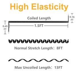 Uvital 13FT Phone Cord for Landline, 1 Pack RJ9 Telephone Cords for Landline Phones(Coiled Length: 1.5FT), Cream Phone Handset Cord, Phone Cable, Telephone Wire