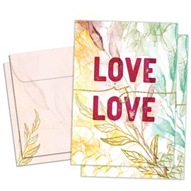 Tree-Free Greetings - Wedding Greeting Cards - Artful Designs - 2 Cards + Matching Envelopes - Made in USA - 100% Recycled Paper - 5"x7" - Love is Love (GT60187)
