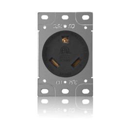RVMATE NEMA TT-30R Receptacle, 30 Amp RV Outlet, 125 Volt Straight Blade, Flush Mount Power Replacement, 2 Pole, 3 Wire, ETL