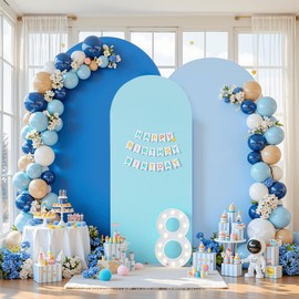 gogoparti Set of 3 Arch Backdrop Covers(6ft, 5ft, 4ft) - Premium Stretchy Spandex Backdrop Arch Stand Cover for Baby Shower,Wedding,Party Decor Chiara Cover with Double-Sided Design(Blue)